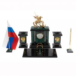 Настольный набор &amp;quot;Георгий Победоносец&amp;quot; змеевик