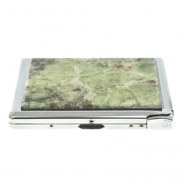 Портсигар на 10 сигарет с зажигалкой камень желтый апатит 123405