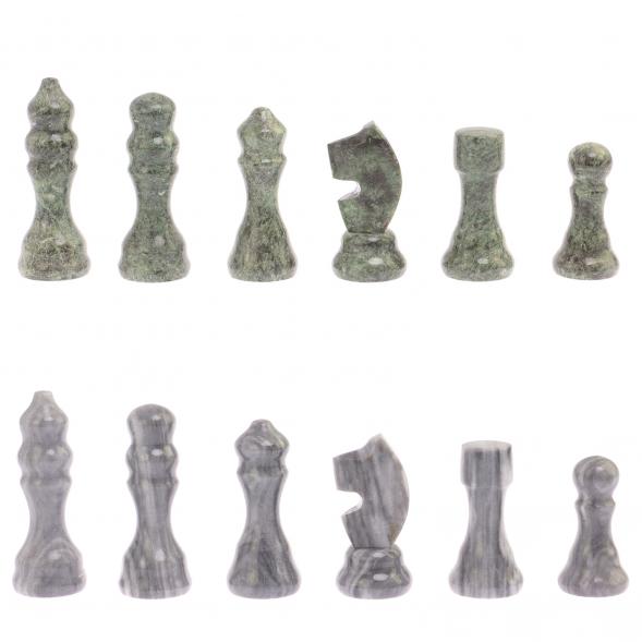 Шахматы с гравировкой &amp;quot;Турнирные&amp;quot; доска 36х36 см серый мрамор, змеевик 125958