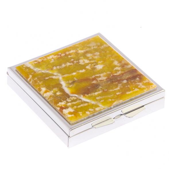 Таблетница на 4 отделения камень офит благородный цвет серебро 126090