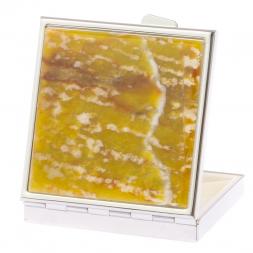 Таблетница на 4 отделения камень офит благородный цвет серебро