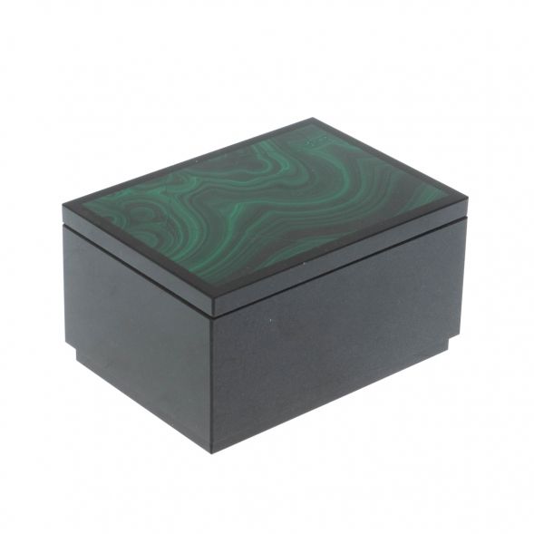 Шкатулка из малахита и долерита 10,5х7,5х5,5 см 128944