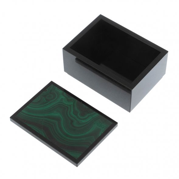 Шкатулка из малахита и долерита 10,5х7,5х5,5 см 128944