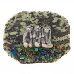 Магнит с самоцветами "Обезьянки" змеевик