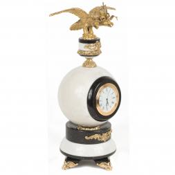 Настольные часы из камня "Двуглавый орел" мрамор бронза