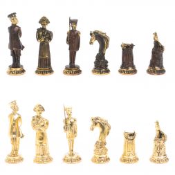 Шахматы &amp;quot;Деревенские&amp;quot; бронзовые, доска из змеевика 40х40 см