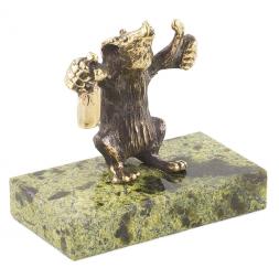 Статуэтка &amp;quot;Крыса алкоголик&amp;quot; бронза змеевик