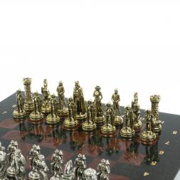 Шахматы настольные "Рыцари" 28х28 см из камня лемезит