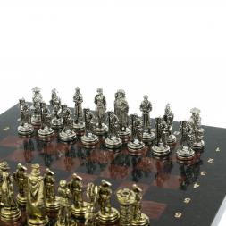 Шахматы настольные "Рыцари" 28х28 см из камня лемезит