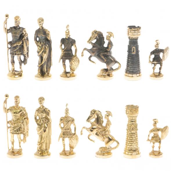 Шахматы с фигурами из бронзы &amp;quot;Римские&amp;quot; доска мрамор долерит 37х37 см 129725