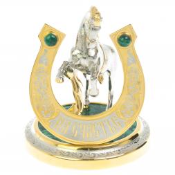 Статуэтка &amp;quot;Конь на дыбах с подковой на счастье&amp;quot; малахит Златоуст