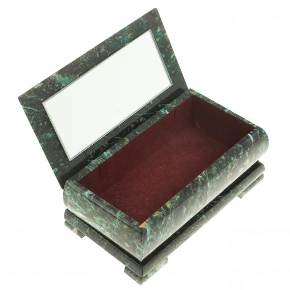 Шкатулка с иллюстрацией &amp;quot;Пара лебедей&amp;quot; камень змеевик 17,5х9,5х7,5 см 124032