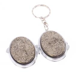 Складное зеркало брелок из камня пирит овальное