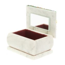 Шкатулка с рисунком "Осень" белый мрамор 10х6,5х6 см