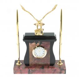 Настольные часы с ручками " Орел" из родонита