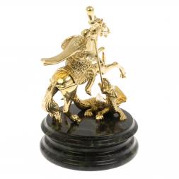 Статуэтка &amp;quot;Георгий Победоносец&amp;quot; на шабровском змеевике