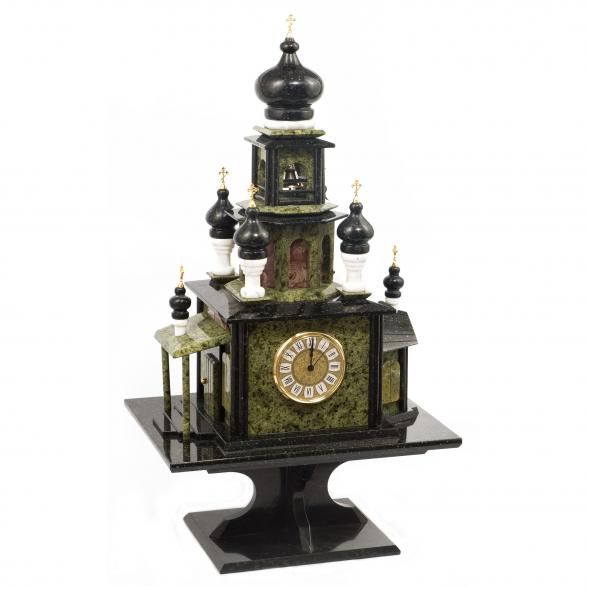 Подарочные часы &amp;quot;Храм&amp;quot; из камня змеевик и мрамор 113585