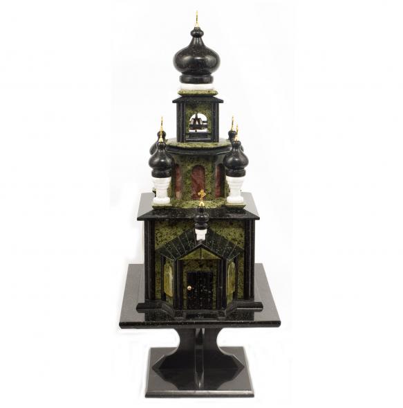 Подарочные часы &amp;quot;Храм&amp;quot; из камня змеевик и мрамор 113585