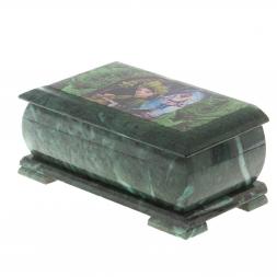 Шкатулка "Хозяйка медной горы и Данила мастер" змеевик 25х13,5х11 см