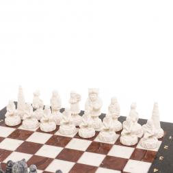 Шахматы &amp;quot;Северные народы&amp;quot; доска 40х40 см лемезит мрамор