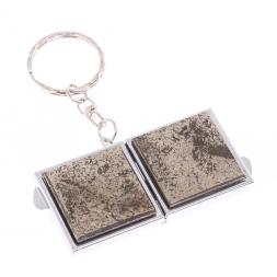 Складное зеркало брелок из камня пирит квадратное