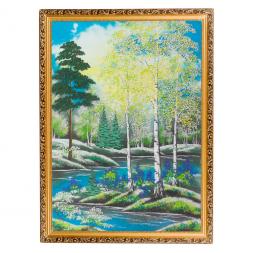 Картина &amp;quot;Весенний пейзаж&amp;quot; багет 56х76 см вертикальная, каменная крошка