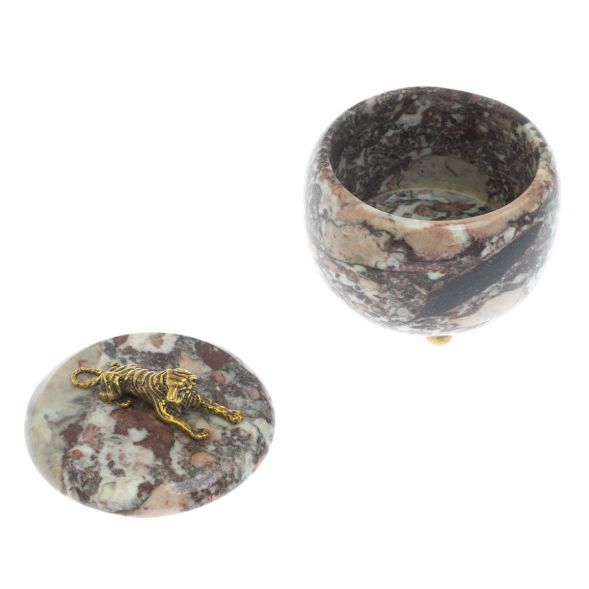 Шкатулка круглая &amp;quot;Гепард&amp;quot; из креноида 8х8х8,5 см 129095