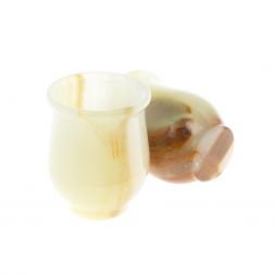 Набор стопок 2 шт &amp;quot;Тюльпан&amp;quot; из зеленого-коричневого оникса 3,7х3,7х3,5 см (1,5х2)