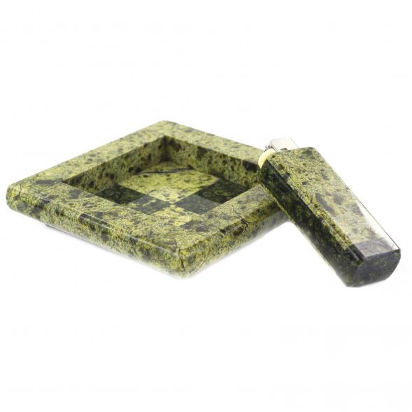 Подарочный набор Пепельница с зажигалкой из змеевика 120985