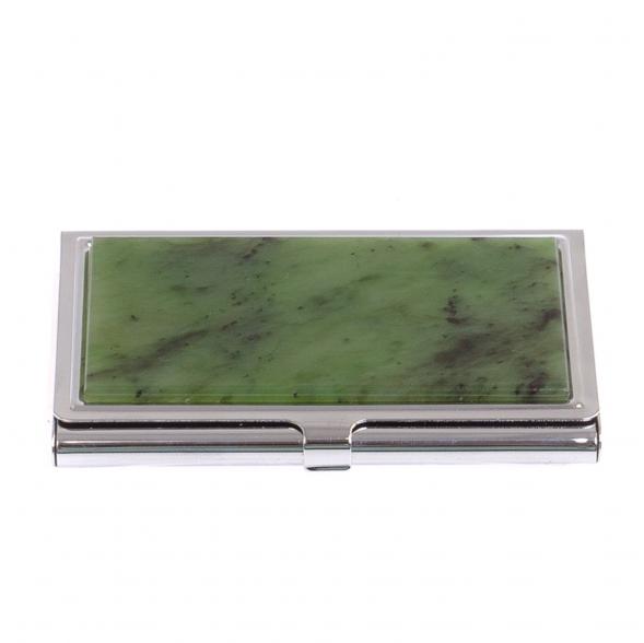Карманная визитница с нефритом цвет серебро 122263