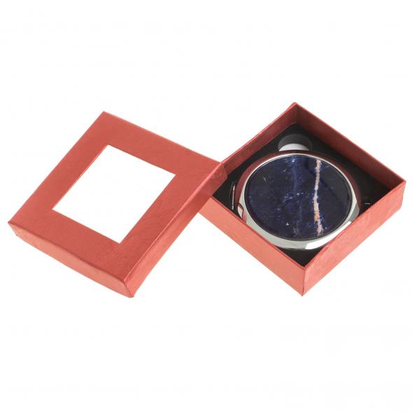 Зеркало круглое из камня содалит цвет серебро 122769