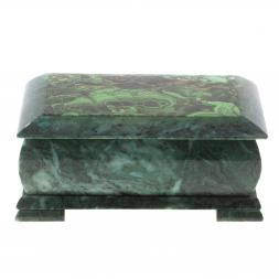 Шкатулка с иллюстрацией под малахит 25х13,5х11 см