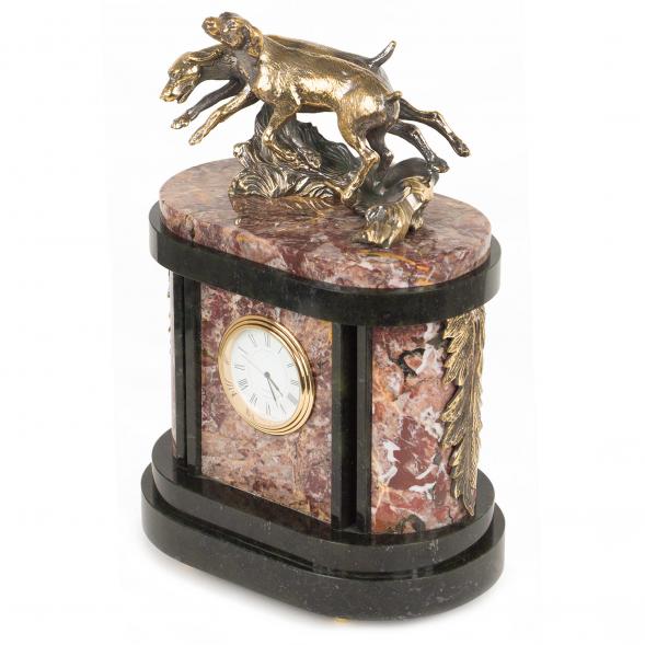 Каминные часы из камня и бронзы &amp;quot;Гончие собаки&amp;quot; 117733