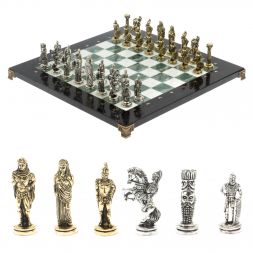 Шахматы подарочные Александр Македонский&amp;quot; доска 36х36 см мрамор / змеевик