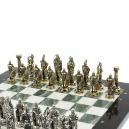 Шахматы подарочные Александр Македонский&amp;quot; доска 36х36 см мрамор / змеевик