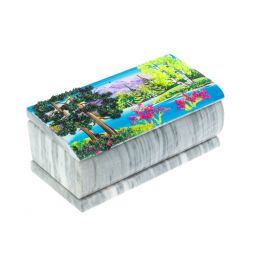 Шкатулка "Лето" из серого мрамора 14,5х7,5х6 см