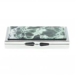 Таблетница с зеркалом на 3 отделения камень офит цвет серебро