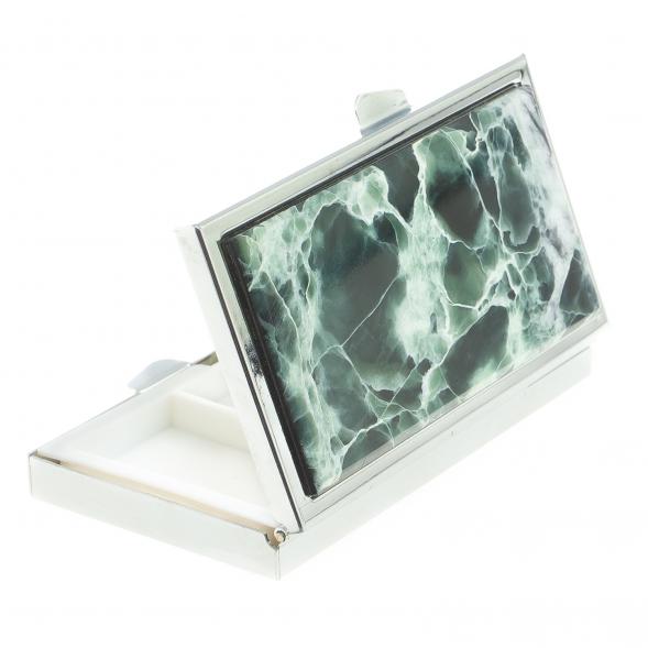 Таблетница с зеркалом на 3 отделения камень офит цвет серебро 122440