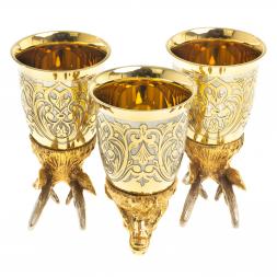 Подарочный набор &amp;quot;Олень&amp;quot; тарелка и 3 стопки перевертыша Златоуст