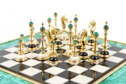 Подарочные шахматы &amp;quot;Царские&amp;quot; камень малахит Златоуст
