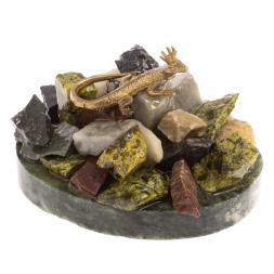 Сувенир &amp;quot;Ящерица на горке&amp;quot; из камня и бронзы