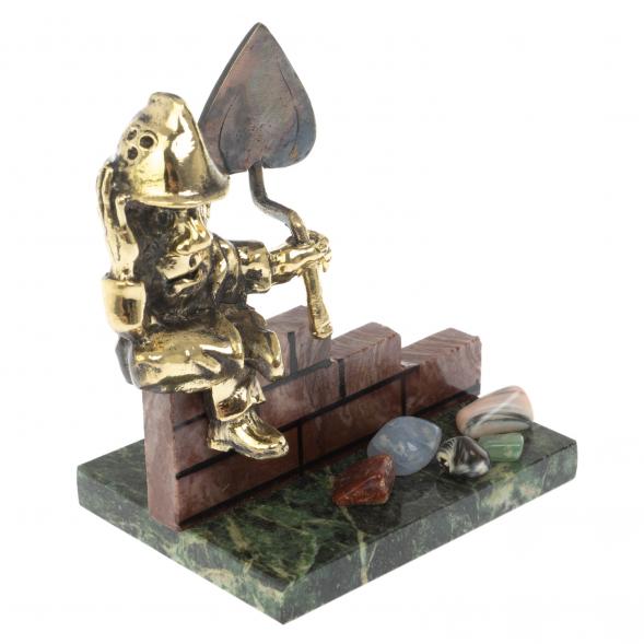 Сувенирная статуэтка &amp;quot;Гном Строитель&amp;quot; из бронзы и камня 117190