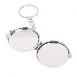 Складное зеркало брелок из камня пирит круглое