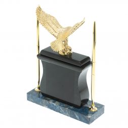 Настольные часы с ручками "Орел" из камня лазурит