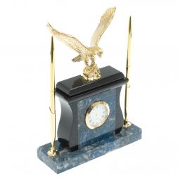 Настольные часы с ручками "Орел" из камня лазурит