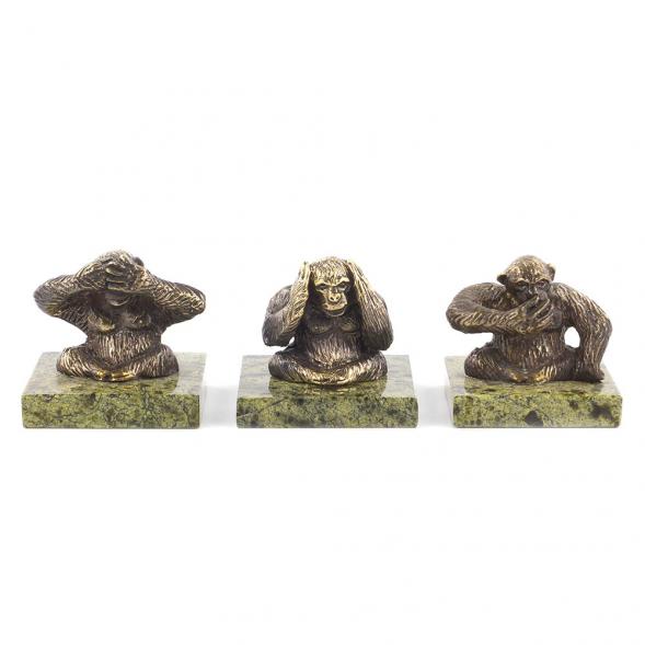 Набор из бронзы и змеевика &amp;quot;Не вижу, не слышу, не говорю&amp;quot; 119980