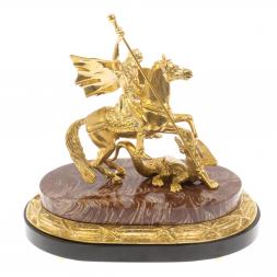 Бронзовая статуэтка "Георгий Победрносец" из лемезита и долерита