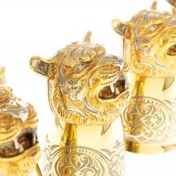 Подарочный набор стопки перевертыши "Тигр" 6 шт бронза Златоуст