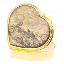 Таблетница "Сердце" на 3 отделения камень борнит цвет золото