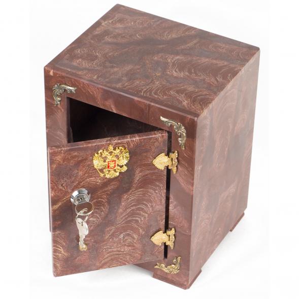 Шкатулка Сейф с символикой России из камня лемезит 19х16х24 см 117735